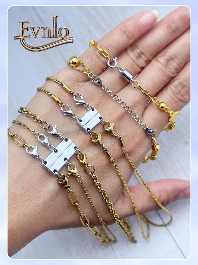 Evnlo Multi Necklace Layering Clasp and Chain Extender and Magnetic Jewelry Clasp Set, Gold and Silver Multiple Styles Necklace Extenders for Women - Image 2